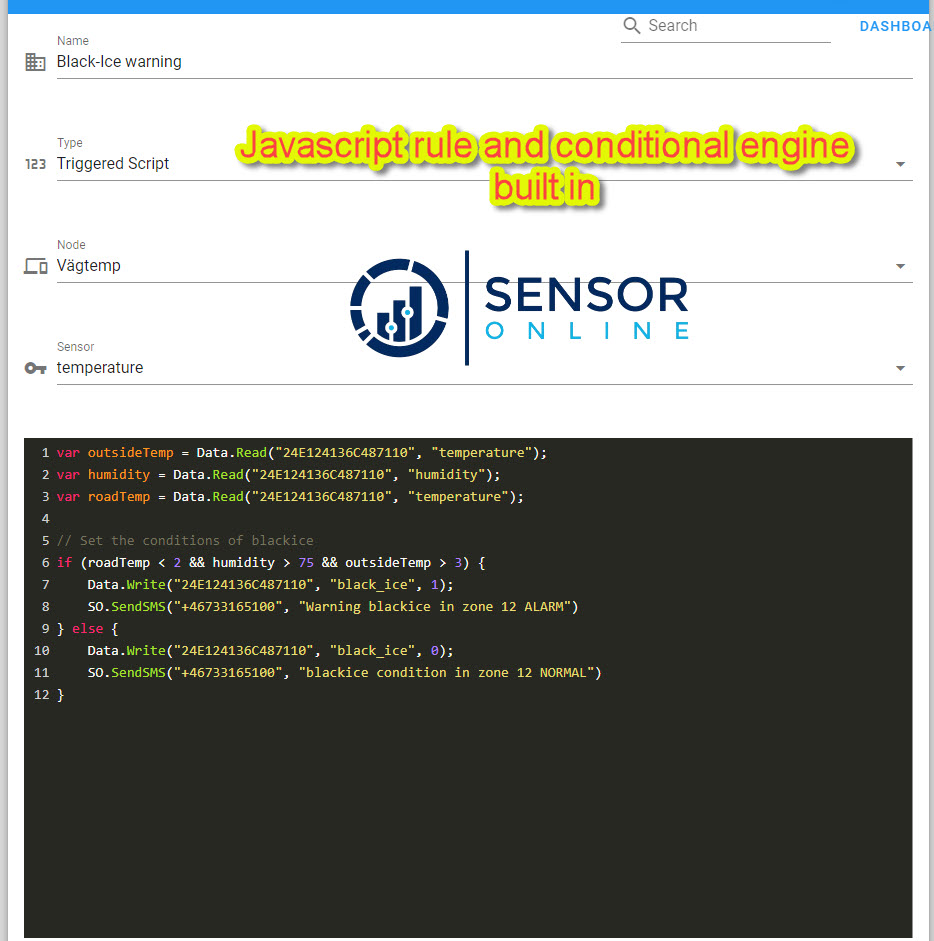 Javascript intepreter built in Sensor-Online IOT portal - Versatile Low ...