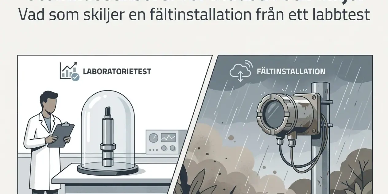 Professional header image for educational tutorial: Utomhussensorer för industri och miljö: Vad som skiljer e...