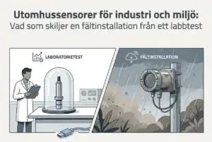 Professional header image for educational tutorial: Utomhussensorer för industri och miljö: Vad som skiljer e...