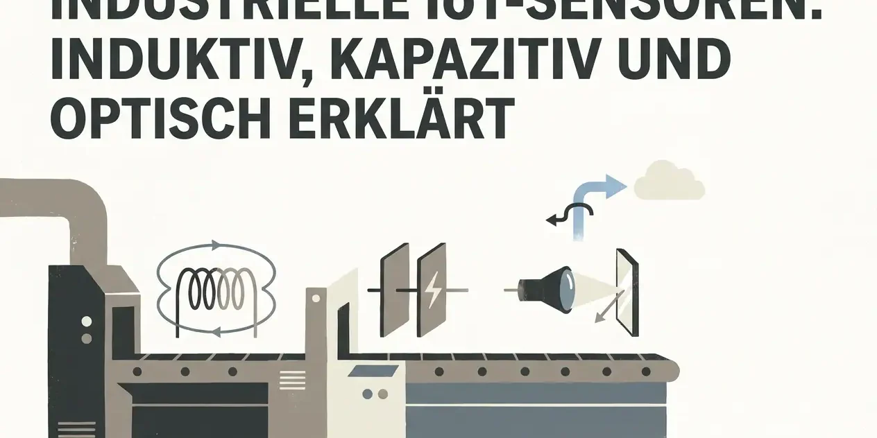 Industrielle IoT-Sensoren: Induktiv, kapazitiv und optisch erklärt – induktiver sensor funktion Guide Professional header image for educational tutorial: Industrielle IoT-Sensoren: Induktiv, kapazitiv und optisc...