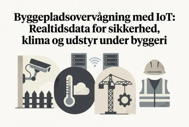 Byggepladsovervågning med IoT: Realtidsdata for sikkerhed, klima og – overvågning byggeplads Guide Professional header image for educational tutorial: Byggepladsovervågning med IoT: Realtidsdata for sikkerhed...