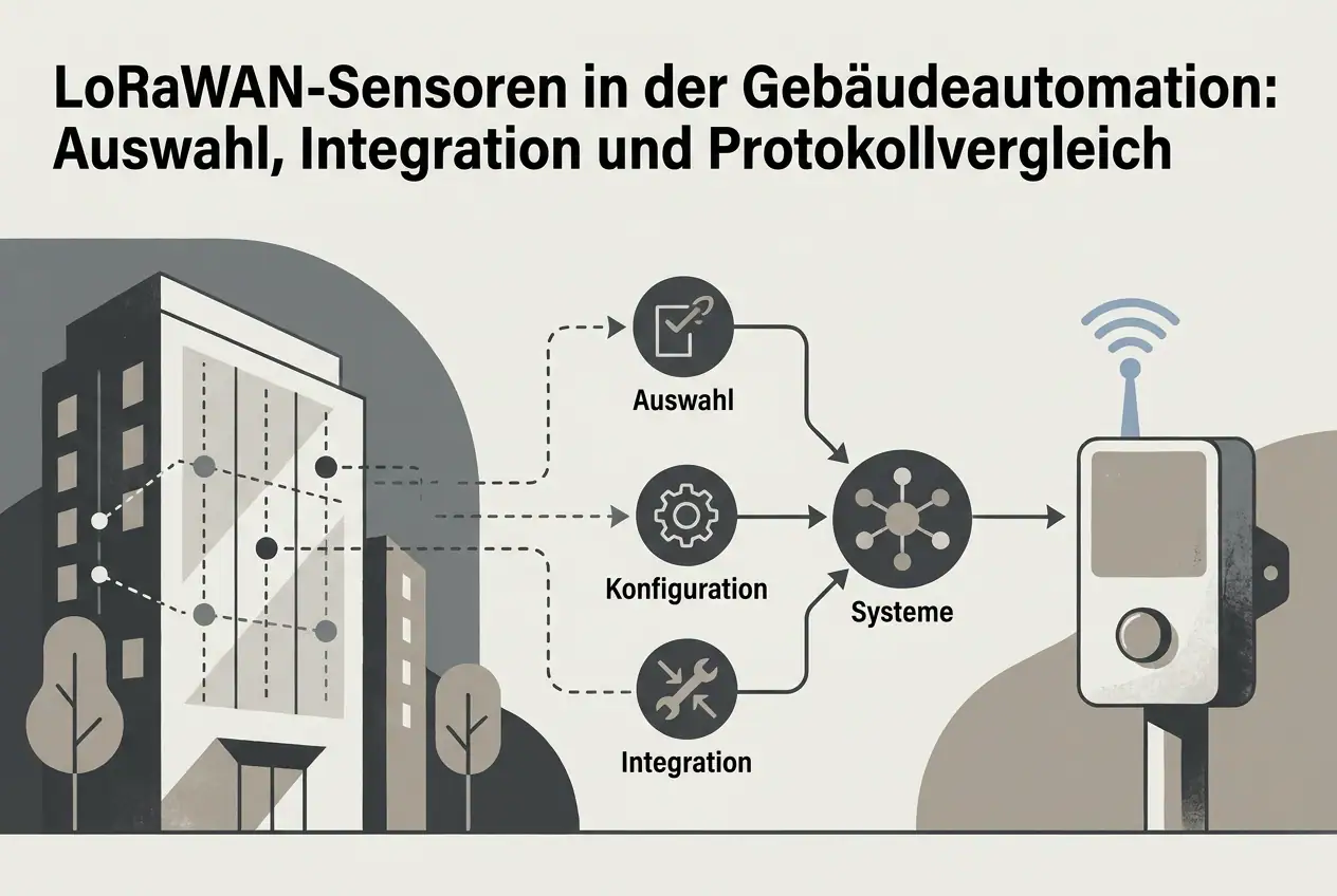 Professional header image for comparison analysis: LoRaWAN-Sensoren in der Gebäudeautomation: Auswahl, Integ...